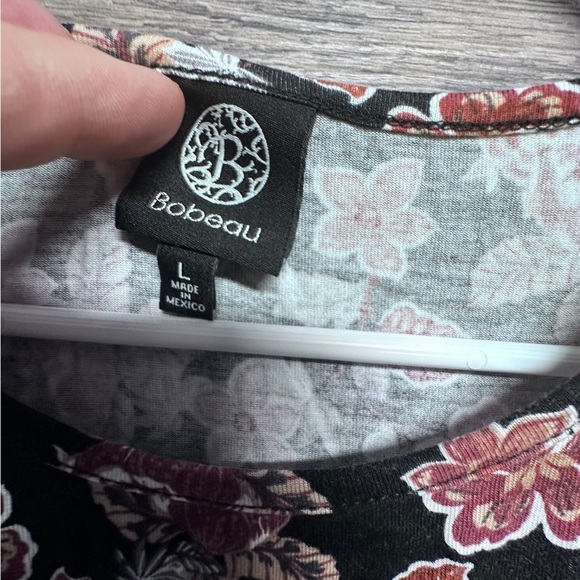 Bobeau Floral Long Sleeve Dress - Black and Red - Picture 7 of 7